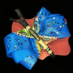 Crayola Blue and Multicolor Hair Bow